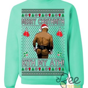 Merry Chrithmith Kith My Ath Mike Tyson Sweater Kiss My Ass Boxing Fight Meme Funny Ugly Christmas Artificial Wool Sweatshirt beeteetalk 8