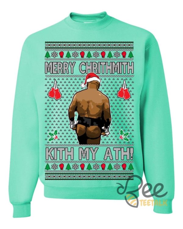 Merry Chrithmith Kith My Ath Mike Tyson Sweater Kiss My Ass Boxing Fight Meme Funny Ugly Christmas Artificial Wool Sweatshirt beeteetalk 8