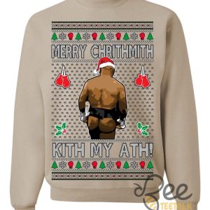 Merry Chrithmith Kith My Ath Mike Tyson Sweater Kiss My Ass Boxing Fight Meme Funny Ugly Christmas Artificial Wool Sweatshirt beeteetalk 9