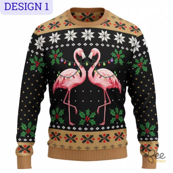 Flamingo Ugly Christmas Sweater Xmas Gift beeteetalk 1