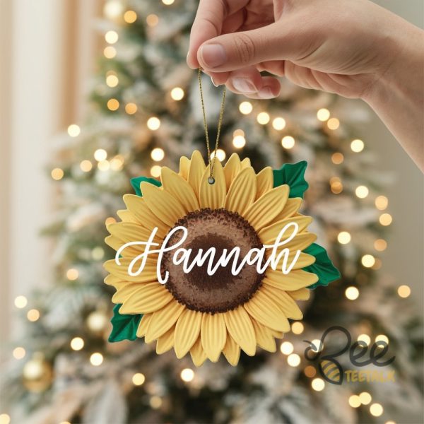 Custom Name Sunflower Christmas Ornament 2D Flat Flowers Acrylic Ornament beeteetalk 1