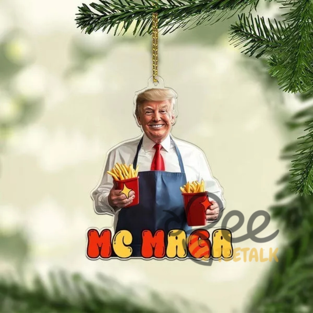 Donald Trump Maga Christmas Ornament Donald Trump President Making Fries 2024 Acrylic Ornament Xmas Gift