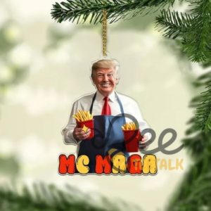 Donald Trump Maga Christmas Ornament Donald Trump President Making Fries 2024 Acrylic Ornament Xmas Gift beeteetalk 2