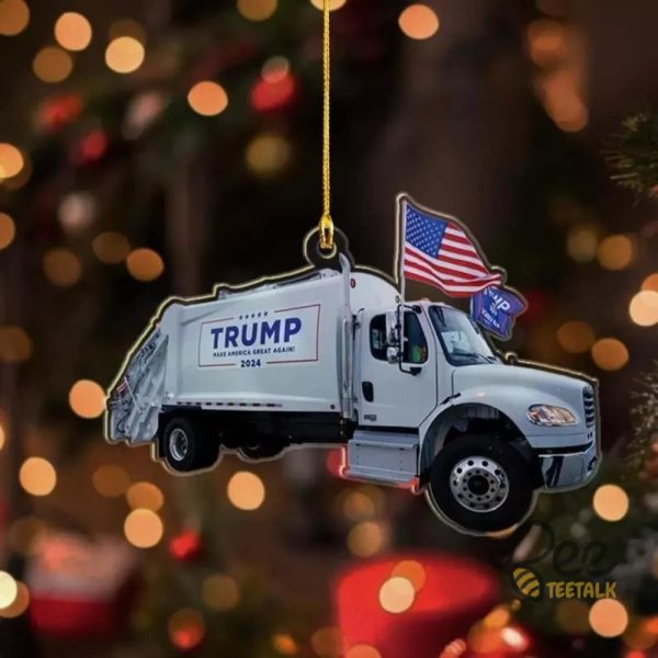 Trump Garbage Truck Acrylic Ornament Donald Trump Maga Christmas Ornament 2024 beeteetalk 1