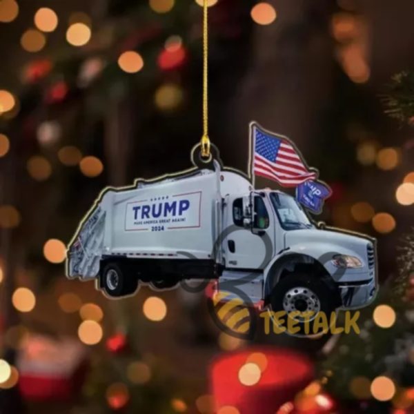 Trump Garbage Truck Acrylic Ornament Donald Trump Maga Christmas Ornament 2024 beeteetalk 2