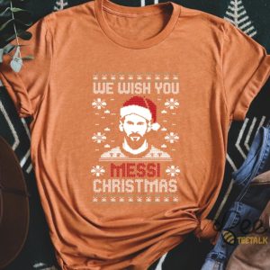 We Wish You A Messi Christmas Shirt Soccer Fans Ugly Xmas Styled Graphic Tee beeteetalk 5