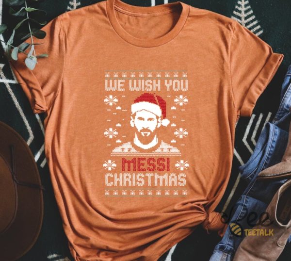 We Wish You A Messi Christmas Shirt Soccer Fans Ugly Xmas Styled Graphic Tee beeteetalk 5