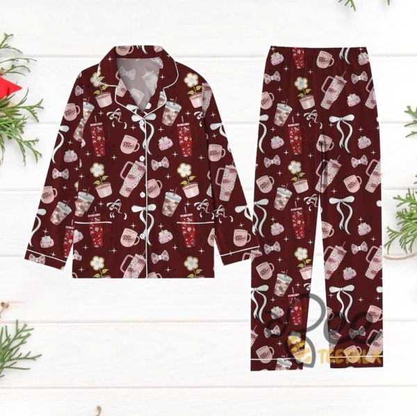 Coquette Bow Dr Pepper Christmas Pajamas Set Funny Soda Holiday Gift beeteetalk 1