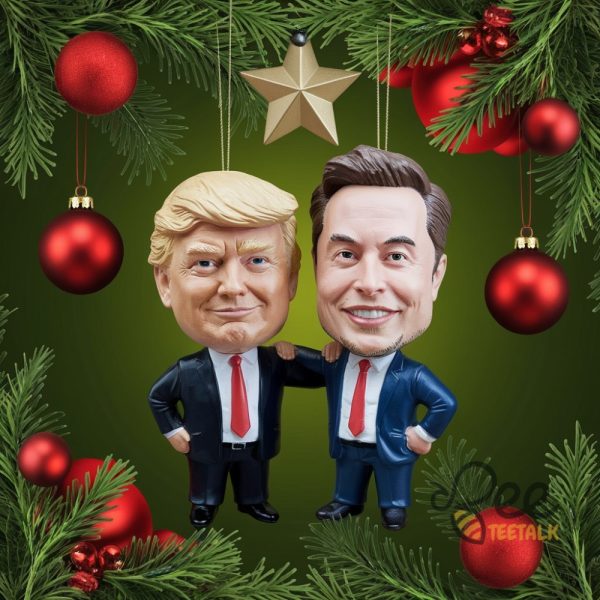 Donald Trump Elon Musk Funny Christmas Ornament 2024 beeteetalk 1