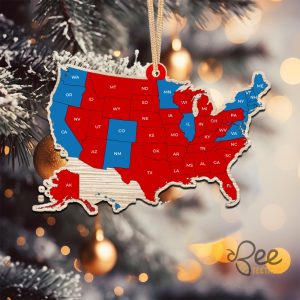 Election Result Map Wooden Ornament Us Election Trump Won Get Over It 2024 Christmas Ornament beeteetalk 2