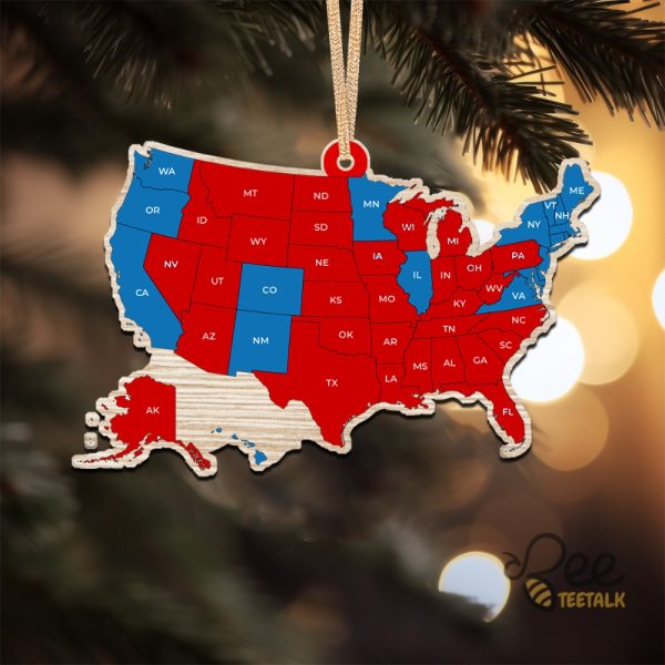 Election Result Map Wooden Ornament Us Election Trump Won Get Over It 2024 Christmas Ornament beeteetalk 3