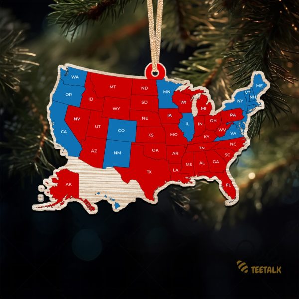 Election Result Map Wooden Ornament Us Election Trump Won Get Over It 2024 Christmas Ornament beeteetalk 4