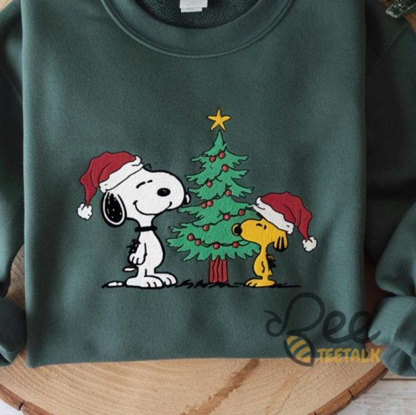 Snoopy And Woodstock Christmas Shirt The Peanuts Graphic Tee beeteetalk 3