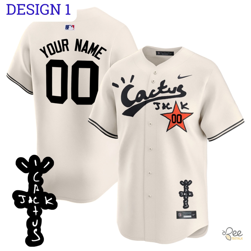 Custom Name Houston Astros Cactus Jack Baseball Jersey Shirt Nike Patch Vapor Premier Limited All Over Printed Jerseys