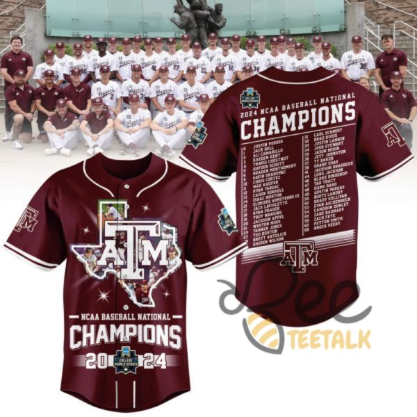 Texas A M Baseball Jersey Shirt Ncaa Baseball National Champions Baseball Jersey 2024 Maroon And White Design beeteetalk 1