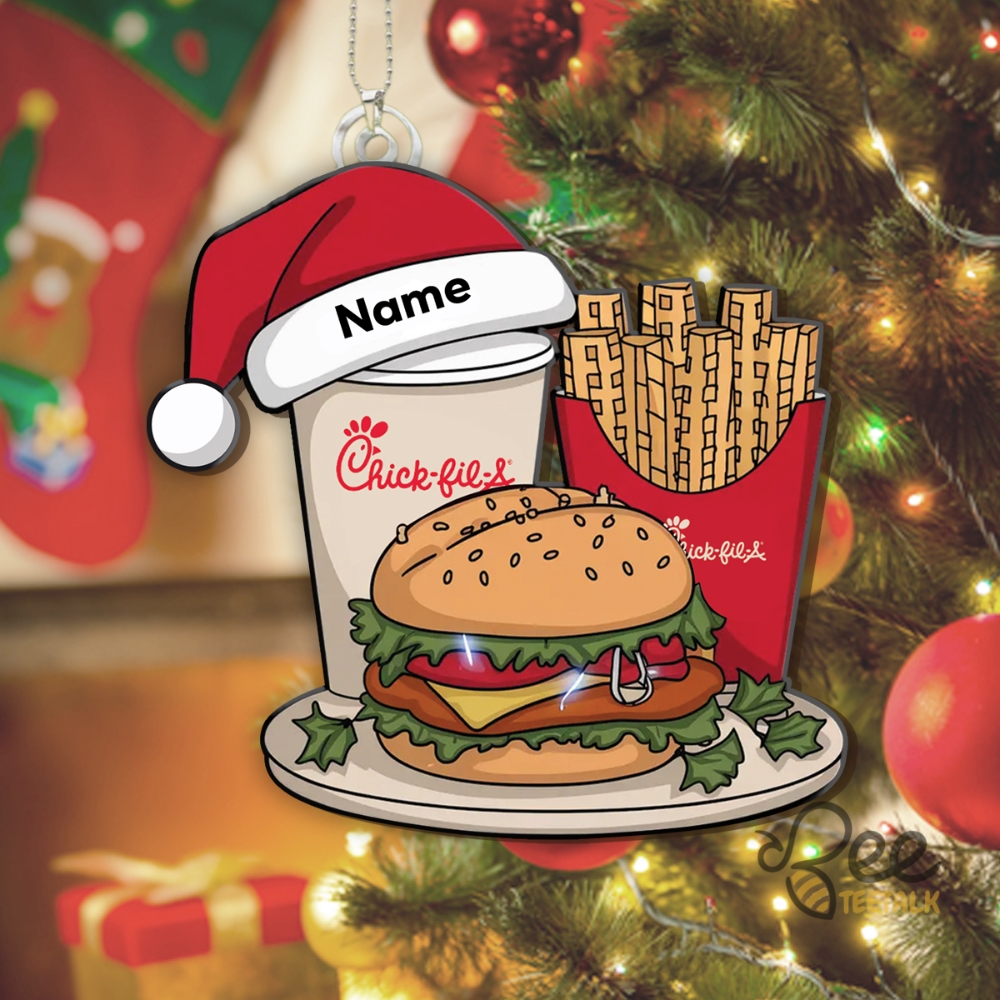 Chick A Fil A Logo Christmas Ornament Custom Name Fast Food Chicken Xmas Tree Decoration Gift