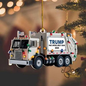 Trump Garbage Truck 2024 Wooden Ornament Trump Make America Great Again Christmas Ornaments beeteetalk 3