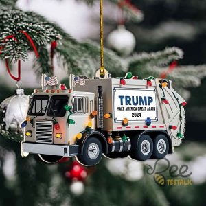 Trump Garbage Truck 2024 Wooden Ornament Trump Make America Great Again Christmas Ornaments beeteetalk 4