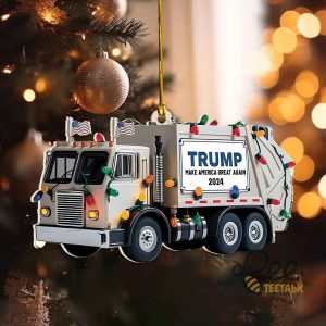 Trump Garbage Truck 2024 Wooden Ornament Trump Make America Great Again Christmas Ornaments beeteetalk 5