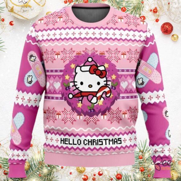 Hello Christmas Hello Kitty Ugly Christmas Sweater 2024 beeteetalk 1