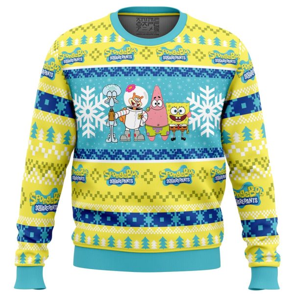 Christmas Spongebob Nickelodeon PC Ugly Christmas Sweater front mockup