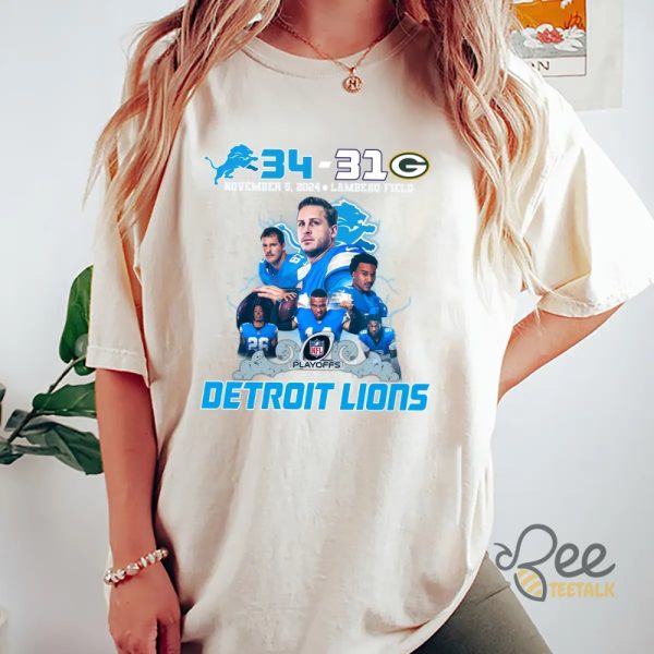 Detroit Football Win 34 31 5Th December 2024 Shirt Packers Vs Lions Shirts beeteetalk 1