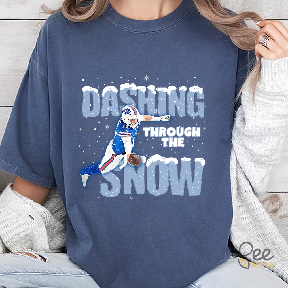 Buffalo Bills Josh Allen Dashing Through The Snow Shirt beeteetalk 1