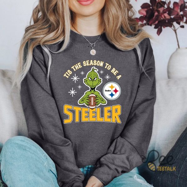 Grinch Tis The Season To Be A Steeler Pittsburgh Football Christmas Shirt beeteetalk 1