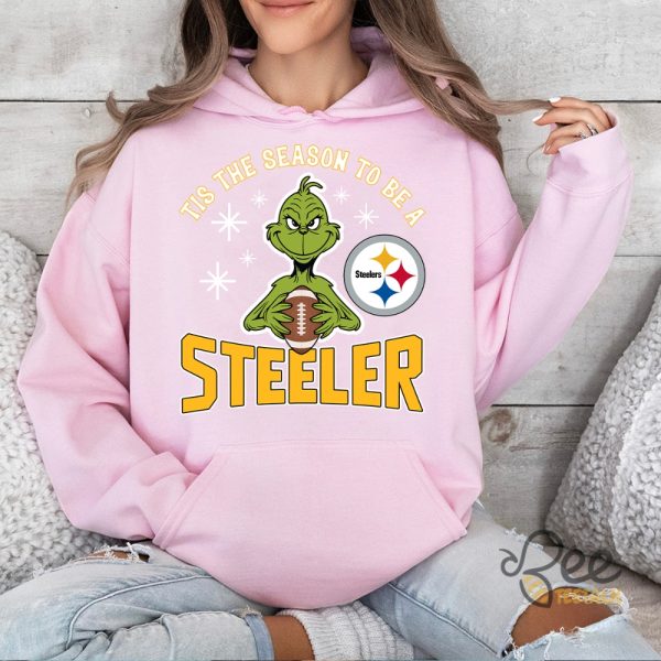 Grinch Tis The Season To Be A Steeler Pittsburgh Football Christmas Shirt beeteetalk 3