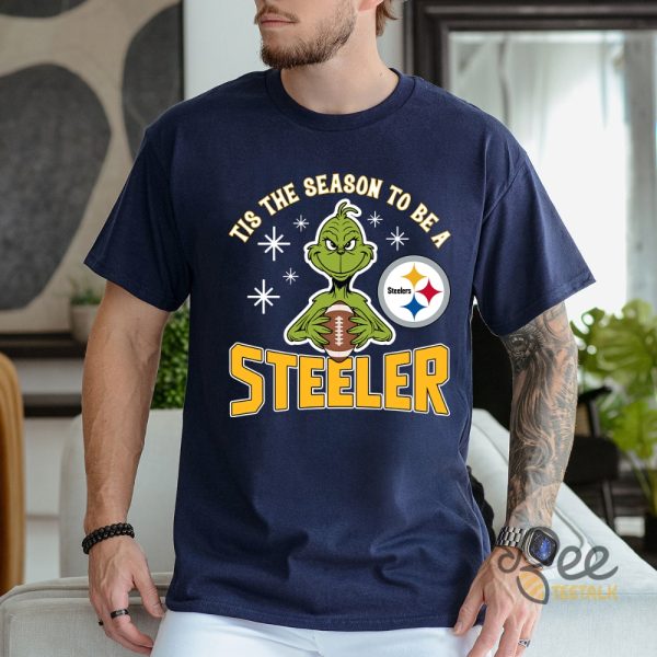 Grinch Tis The Season To Be A Steeler Pittsburgh Football Christmas Shirt beeteetalk 4