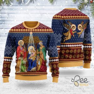 Nativity Scene Of Jesus Christ Christmas Ugly Sweater beeteetalk 5