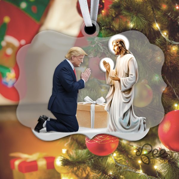 Trump And Jesus Acrylic Christmas Ornament beeteetalk 1