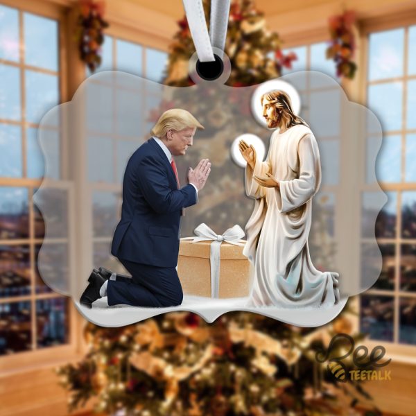 Trump And Jesus Acrylic Christmas Ornament beeteetalk 2