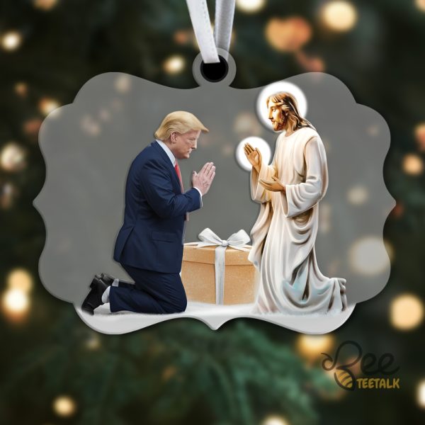 Trump And Jesus Acrylic Christmas Ornament beeteetalk 3