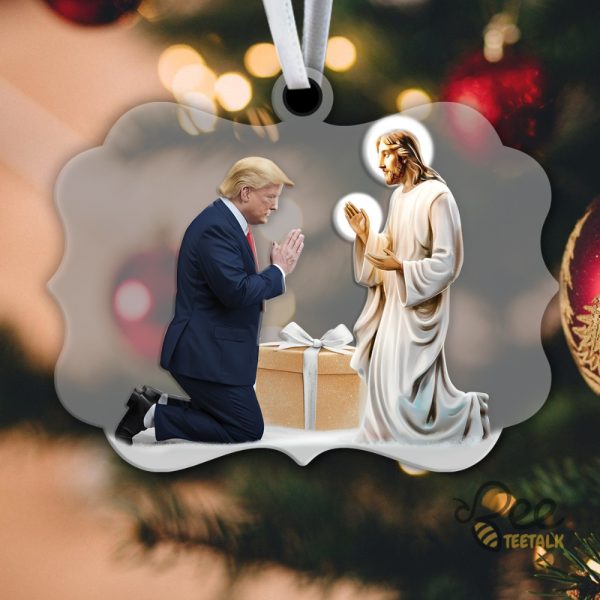 Trump And Jesus Acrylic Christmas Ornament beeteetalk 4