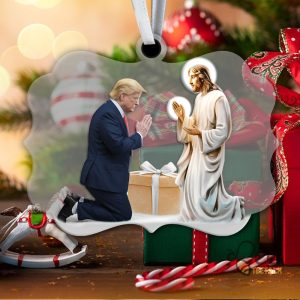 Trump And Jesus Acrylic Christmas Ornament beeteetalk 5