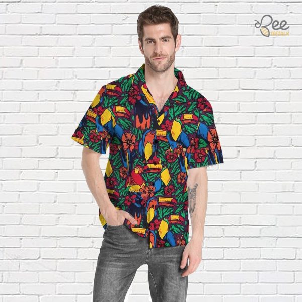 Tropical Birds Ace Ventura Weird Al Hawaiian Shirt Thomas Magnum Pi Costume Parrots And Toucans Button Up Shirt beeteetalk 2