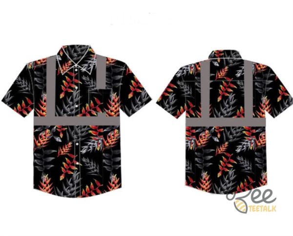 Hi Vis Hawaiian Shirt High Visibility Aloha Shirt Black And Orange beeteetalk 2