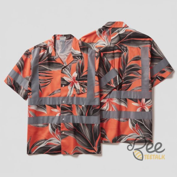 Orange Tropical Hi Vis Hawaiian Shirt beeteetalk 1