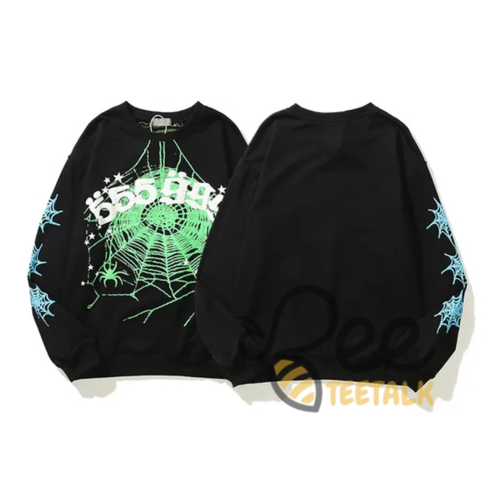 Sp5der 555 999 Green Artificial Wool Sweatshirt