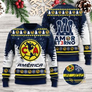 Club America Amor Et3rno Soccer Ugly Christmas Sweater beeteetalk 2