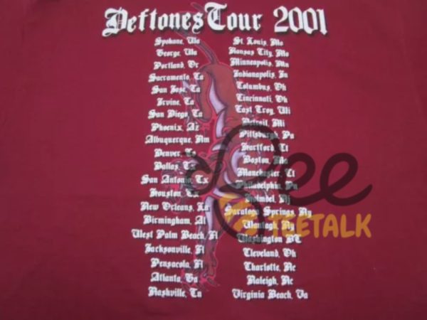 Vintage Deftones 2001 Concert Tour Band Shirt Reprinted beeteetalk 7