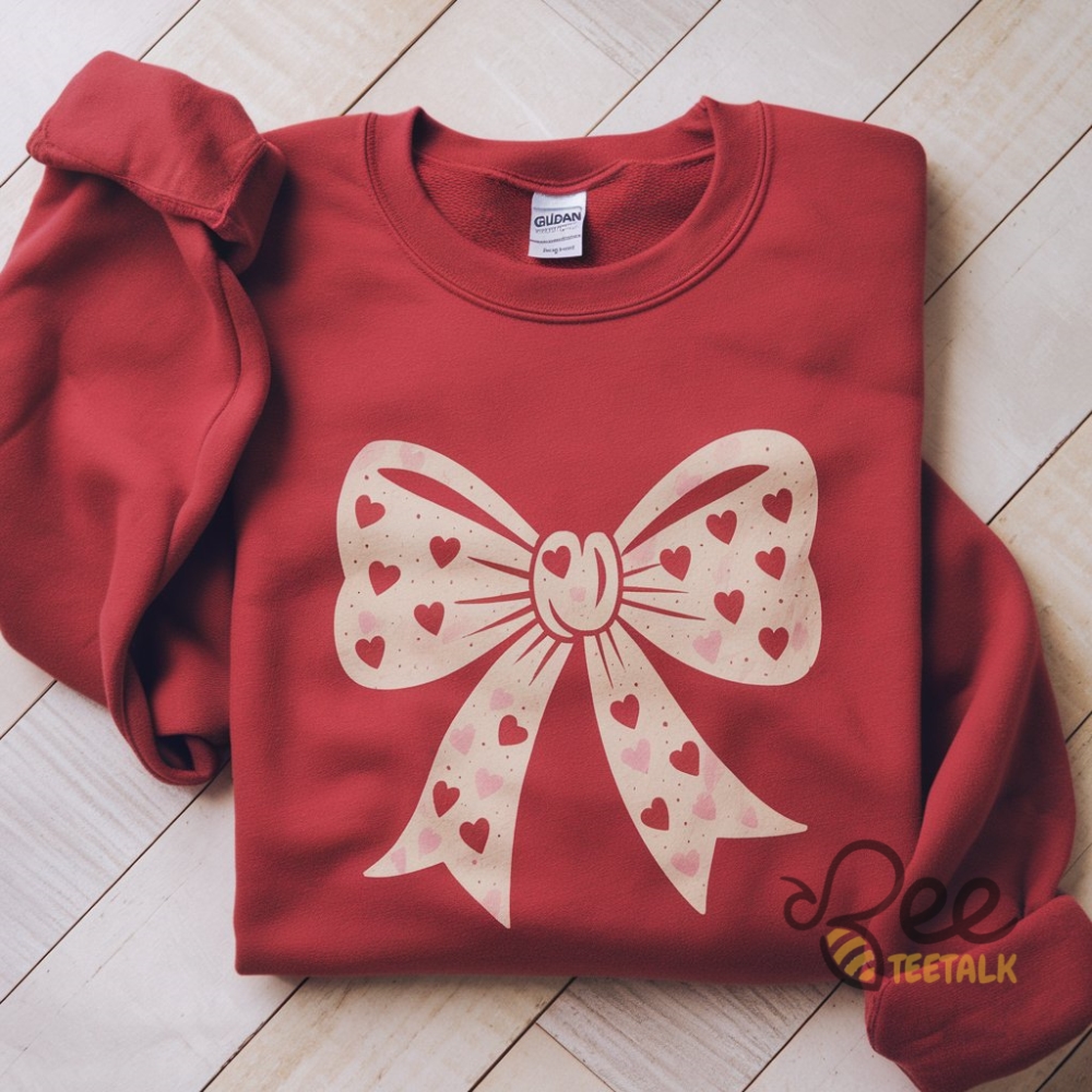 Coquette Valentines Day Heart Bow Sweatshirt T Shirt Hoodie