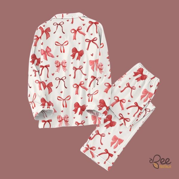 Cute Red Coquette Bow Valentines Day Pajamas beeteetalk 2