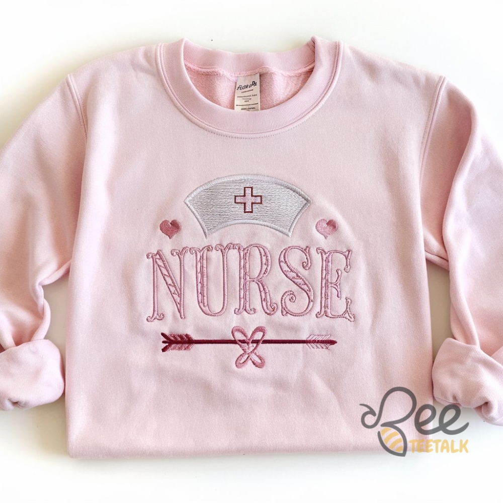 Embroidered Nurse Valentines Day Sweatshirt T Shirt Hoodie