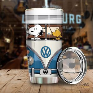 Snoopy And Woodstock Driving Blue Vw Volkswagen Van 20Oz Tumbler beeteetalk 3