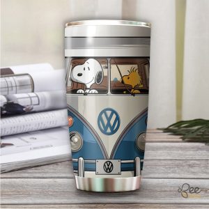 Snoopy And Woodstock Driving Blue Vw Volkswagen Van 20Oz Tumbler beeteetalk 4