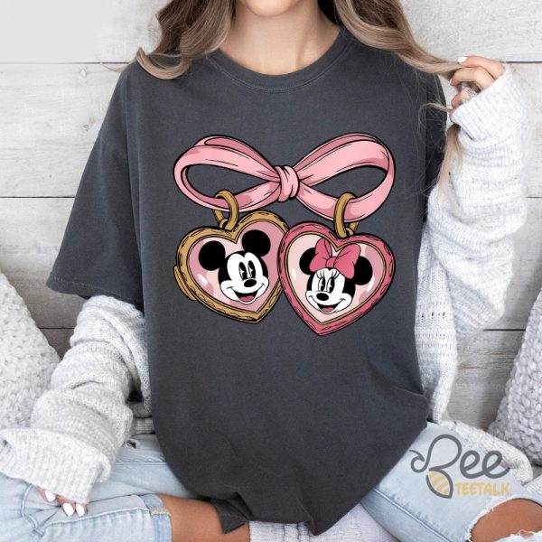 Mickey And Minnie Locket Bow Shirt Valentines Day Gift For Couple beeteetalk 1