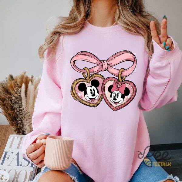 Mickey And Minnie Locket Bow Shirt Valentines Day Gift For Couple beeteetalk 2