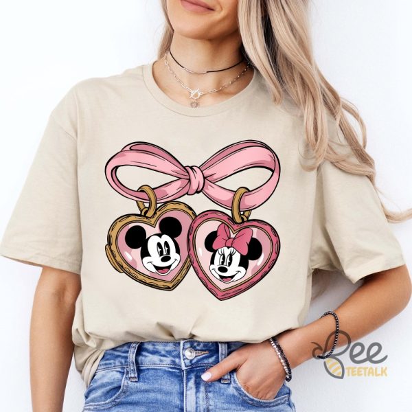 Mickey And Minnie Locket Bow Shirt Valentines Day Gift For Couple beeteetalk 4